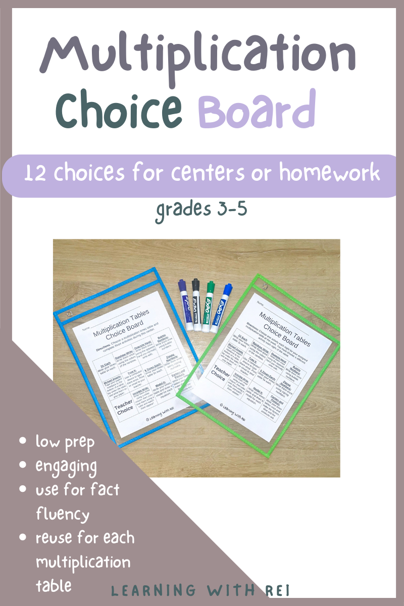 Multiplication Choice Board