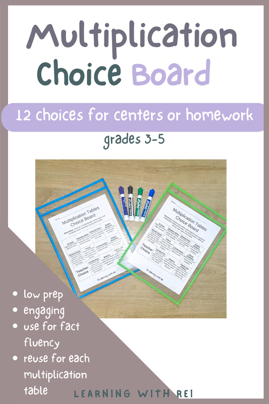 Multiplication Choice Board